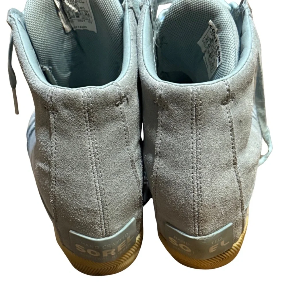 Sorel Women’s Suede High‎ Top Sneakers Light Blue Size 9.5 Casual Comfort Shoes